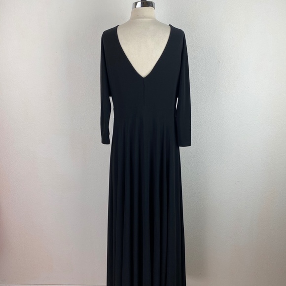 GIGI Black Knit Maxi Dress Formal Evening Lace Insert Full Sweep Lined Size 12 - Picture 11 of 13